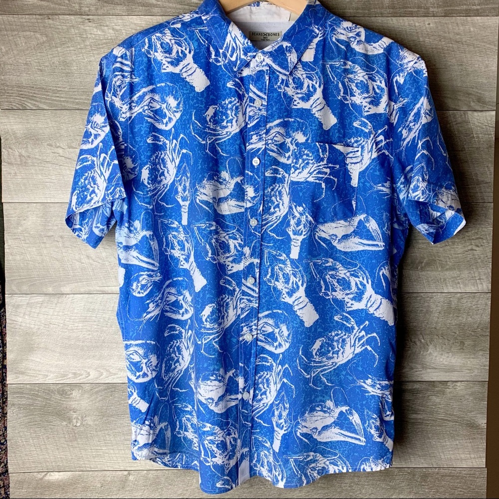 Beans & bones men’s lobster button down shirt